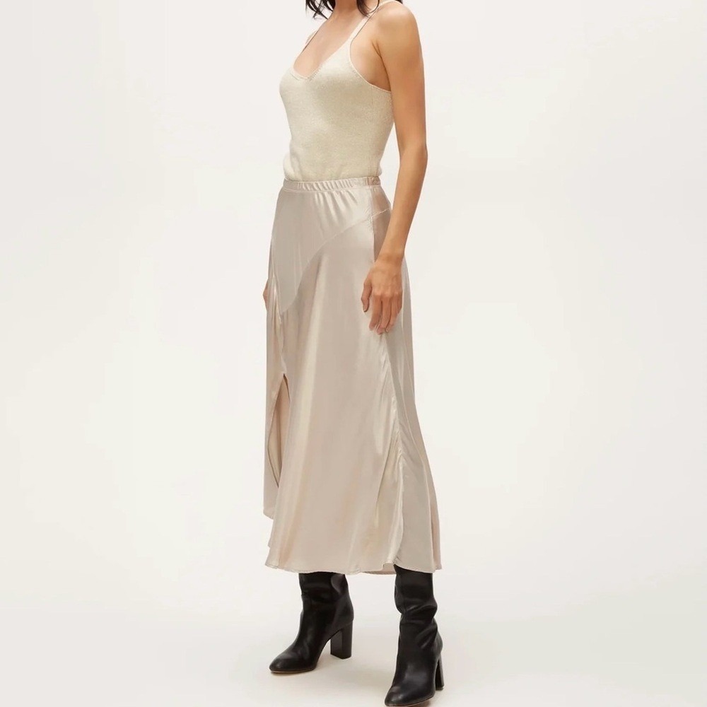 Michael Stars Desi Asymmetrical Satin Skirt RED  XS NEW Retail $178 - Picture 11 of 11